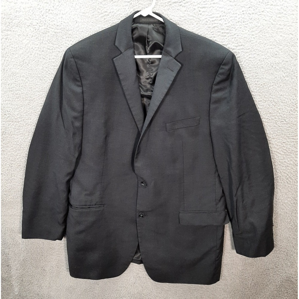 Calvin Klein Suit Jacket Adult 44L Black 100% Wool Blazer Dress Formal Business